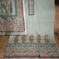 Pashmina Pista Green Paisley Block Print Suit