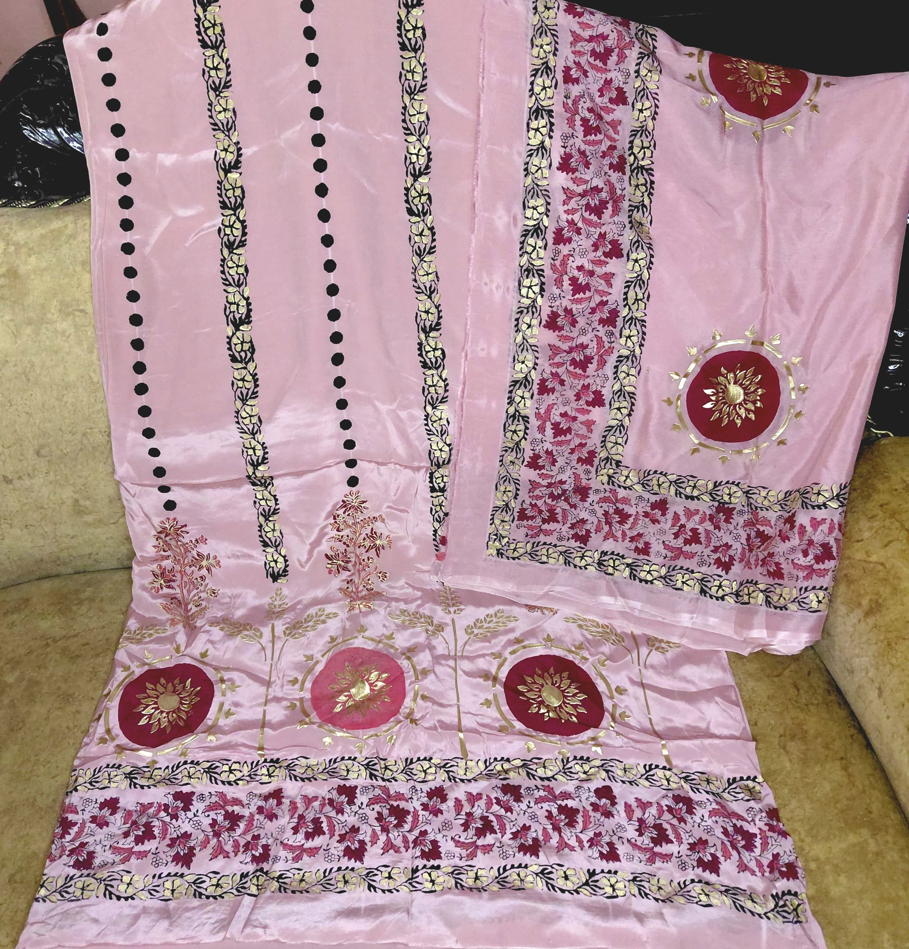 Crepe Blush Pink Block Print Suit