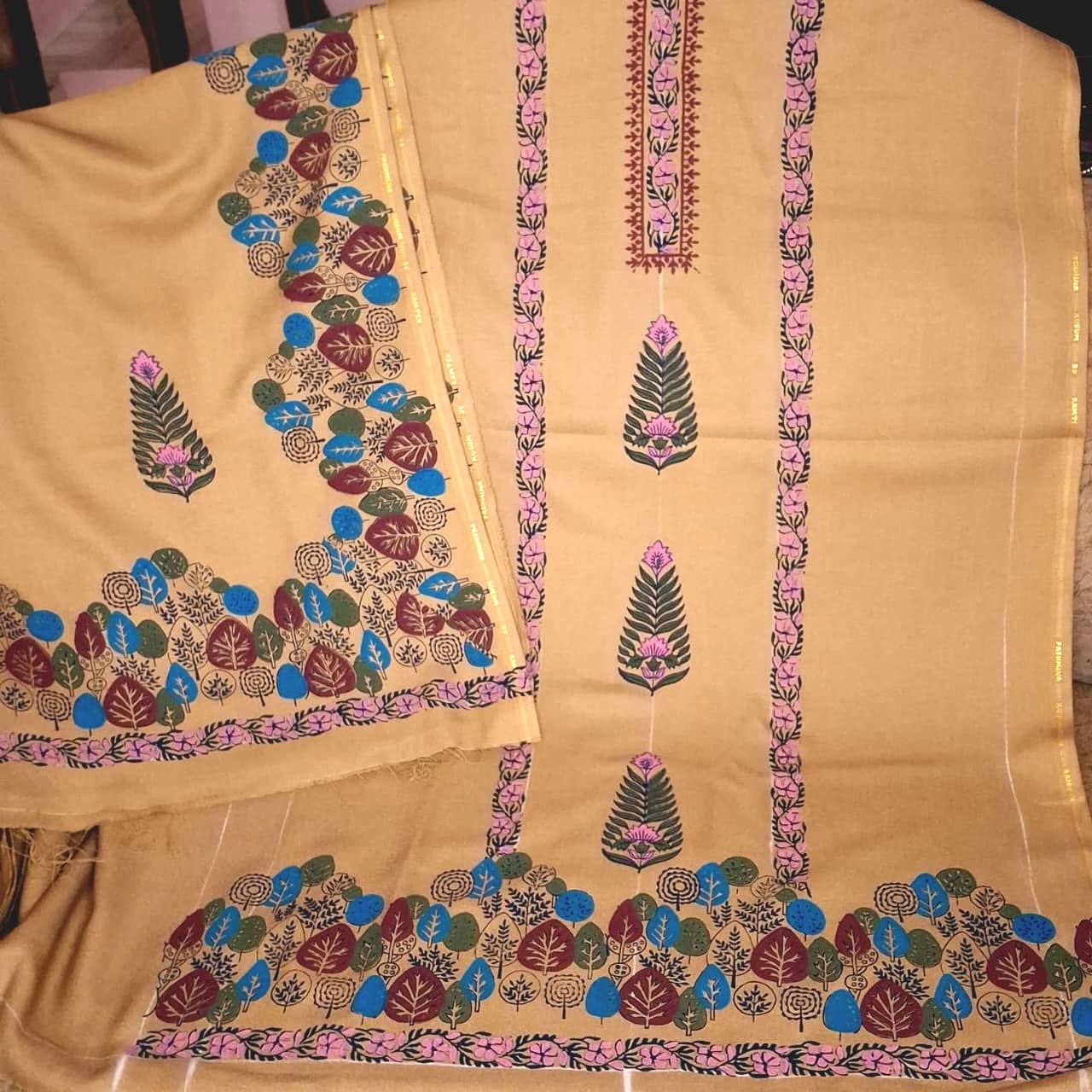 Pashmina Mustard Block Print Suit