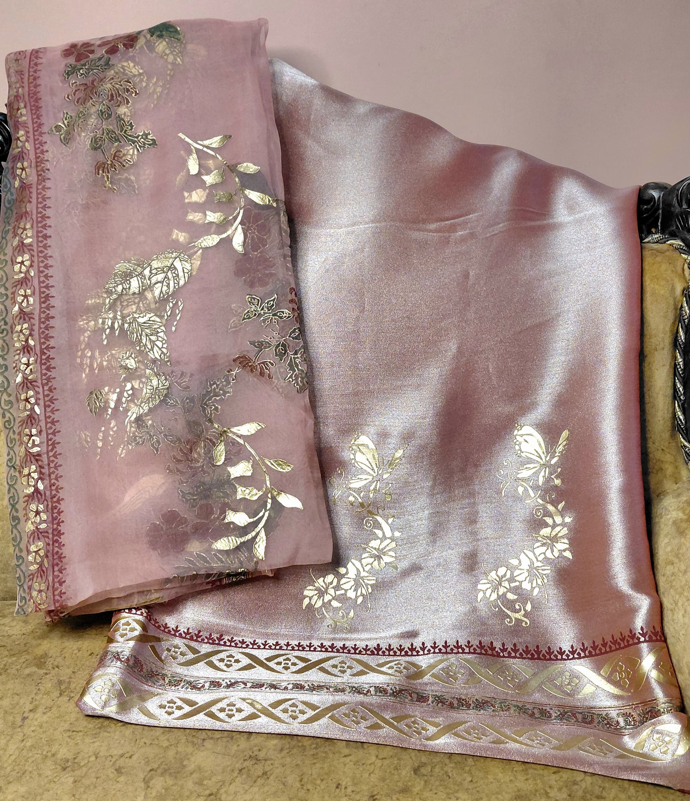 Tissue Dusty Rose Pink Block Print Suit