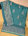 Teal Green Pashmina Block Print Suit