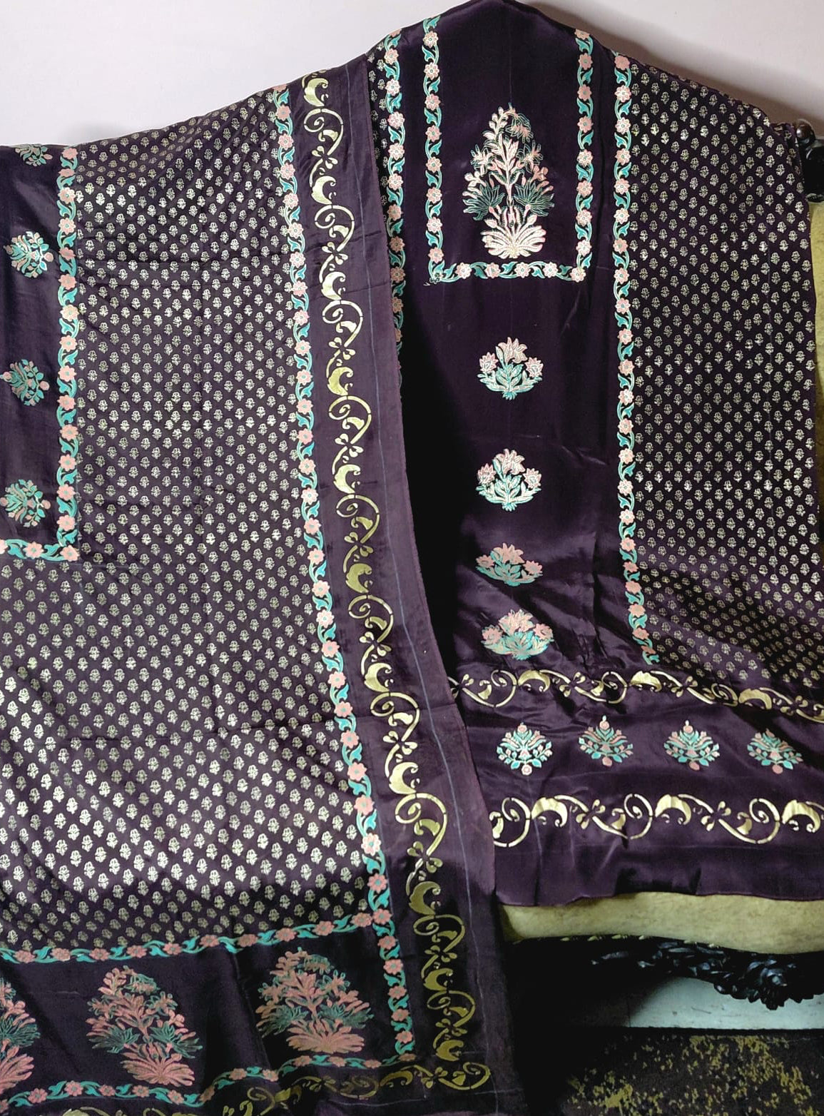 Coke Crepe Block Print Suit